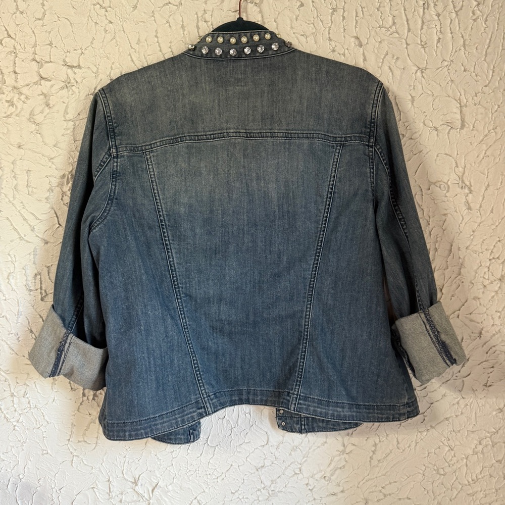 Chico's Blue Jean Jacket with Silver Studs - Picture 5 of 6